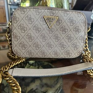 GUESS Tan and Gold Crossbody Bag
